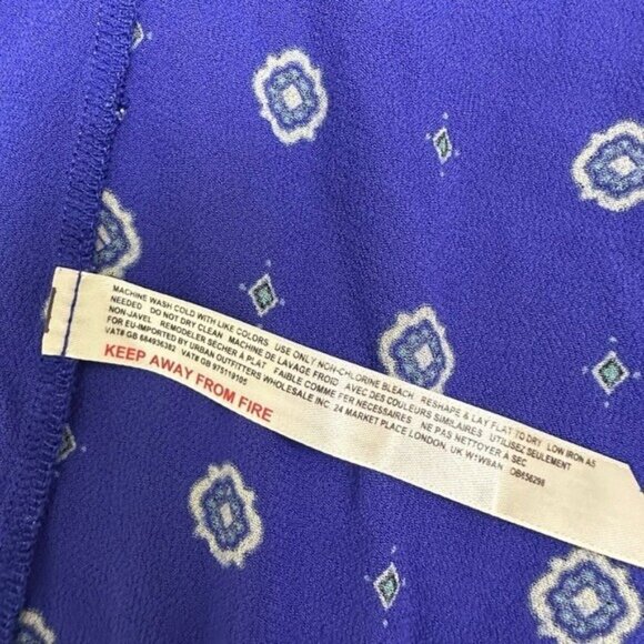 Free People Intimately S Button Down Shirt Top Blue Print Oversized Long Sleeve - Picture 6 of 6